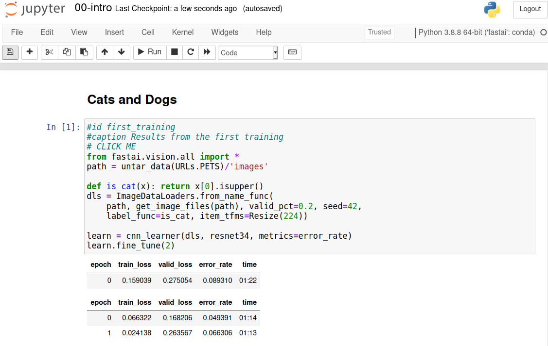 An example of notebook