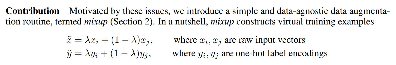 An excerpt from the Mixup paper