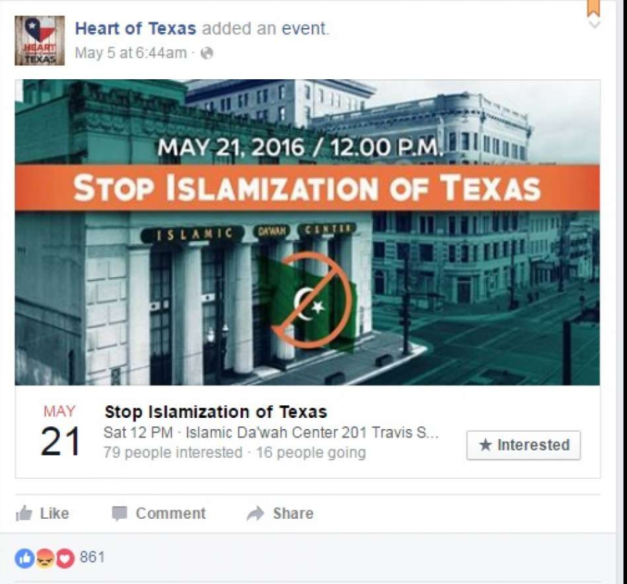 Event organized by the group Heart of Texas